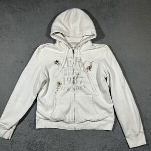 Vintage Y2k Aeropostale Zip-up White Hoodie Women's Size XXL #2038